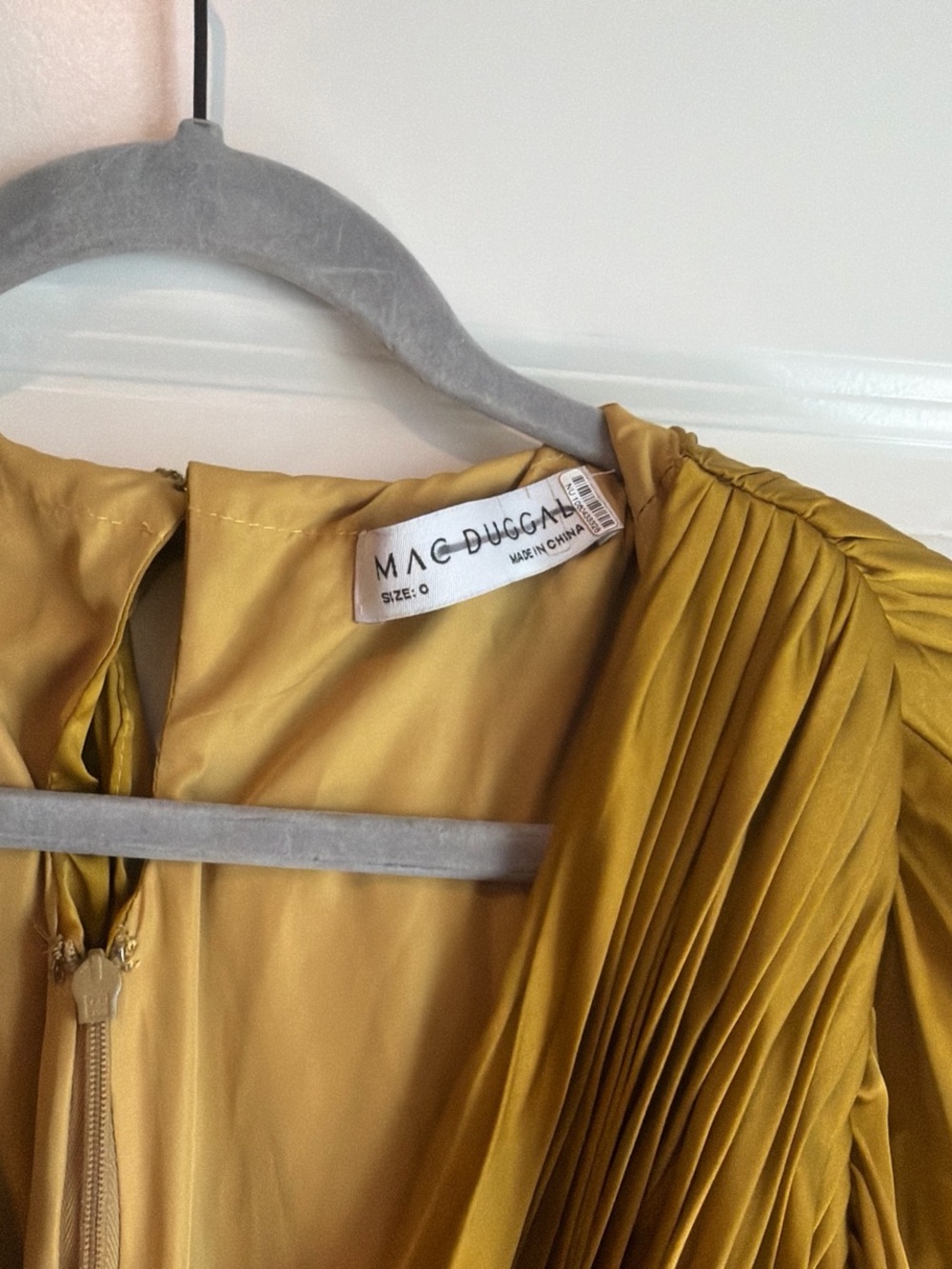 Mac Duggal Mustard Yellow Pleated Evening Dress - Picture 3 of 5